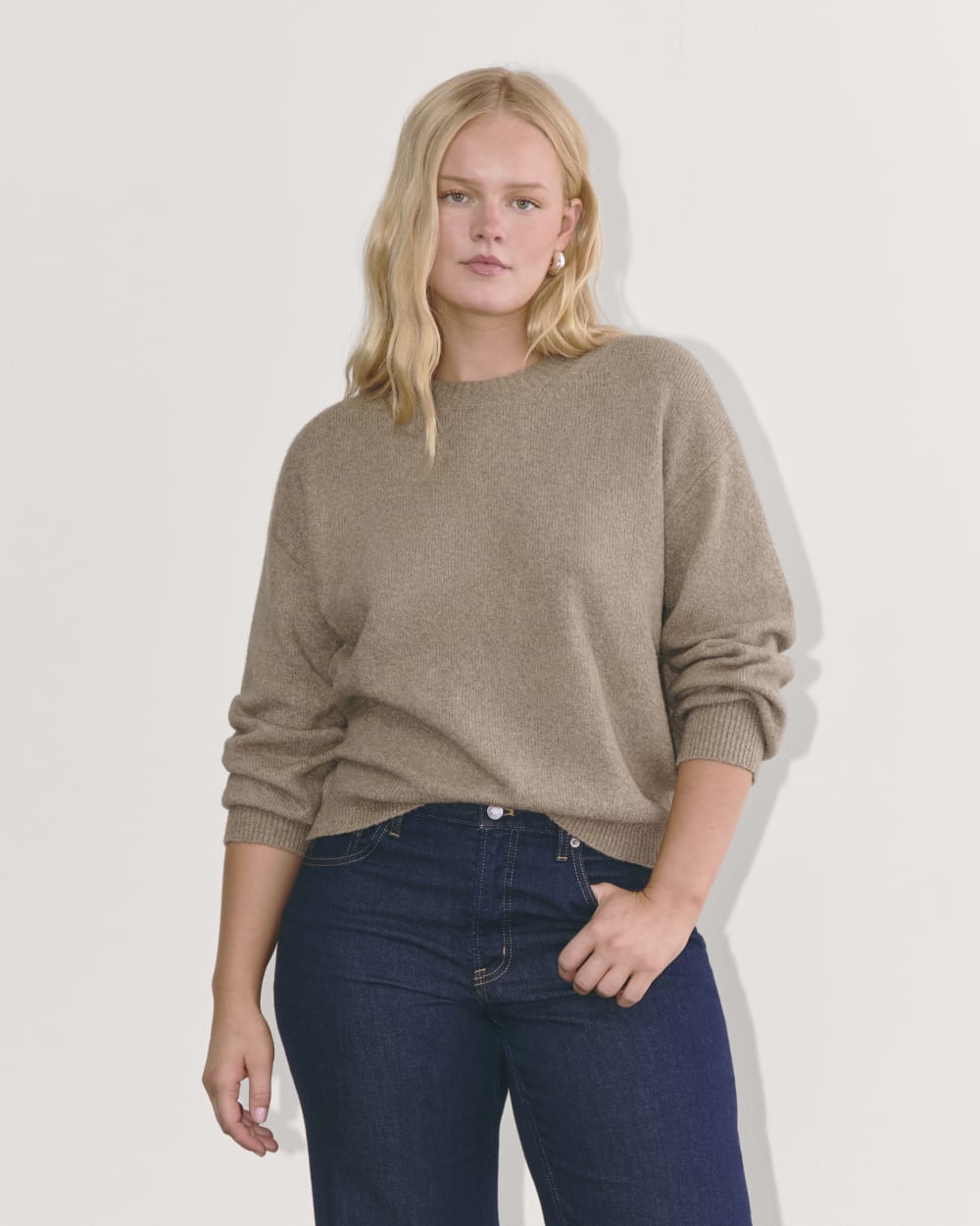womens-luxe-cotton-cocoon-crew-sweater-heather-taupe | primary