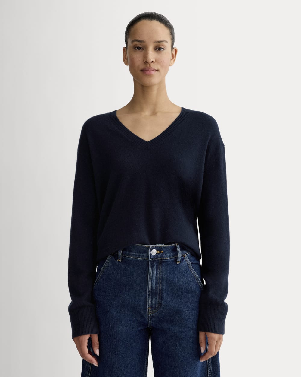 Navy Everlane Cashmere V Neck The Classic V In Cashmere Navy