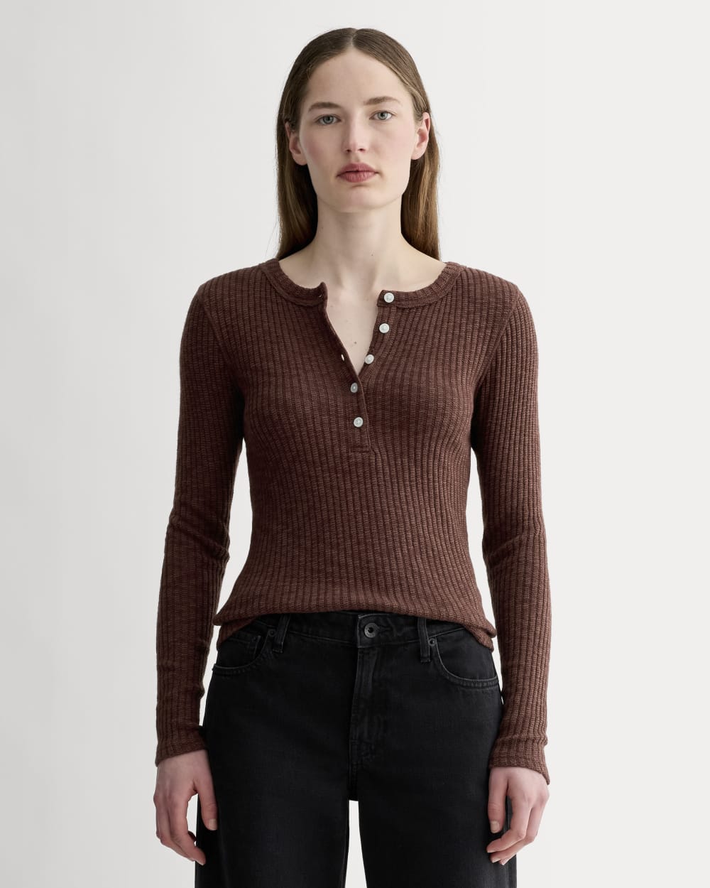 The Cozy Rib Henley | Dark Mahogany – Everlane