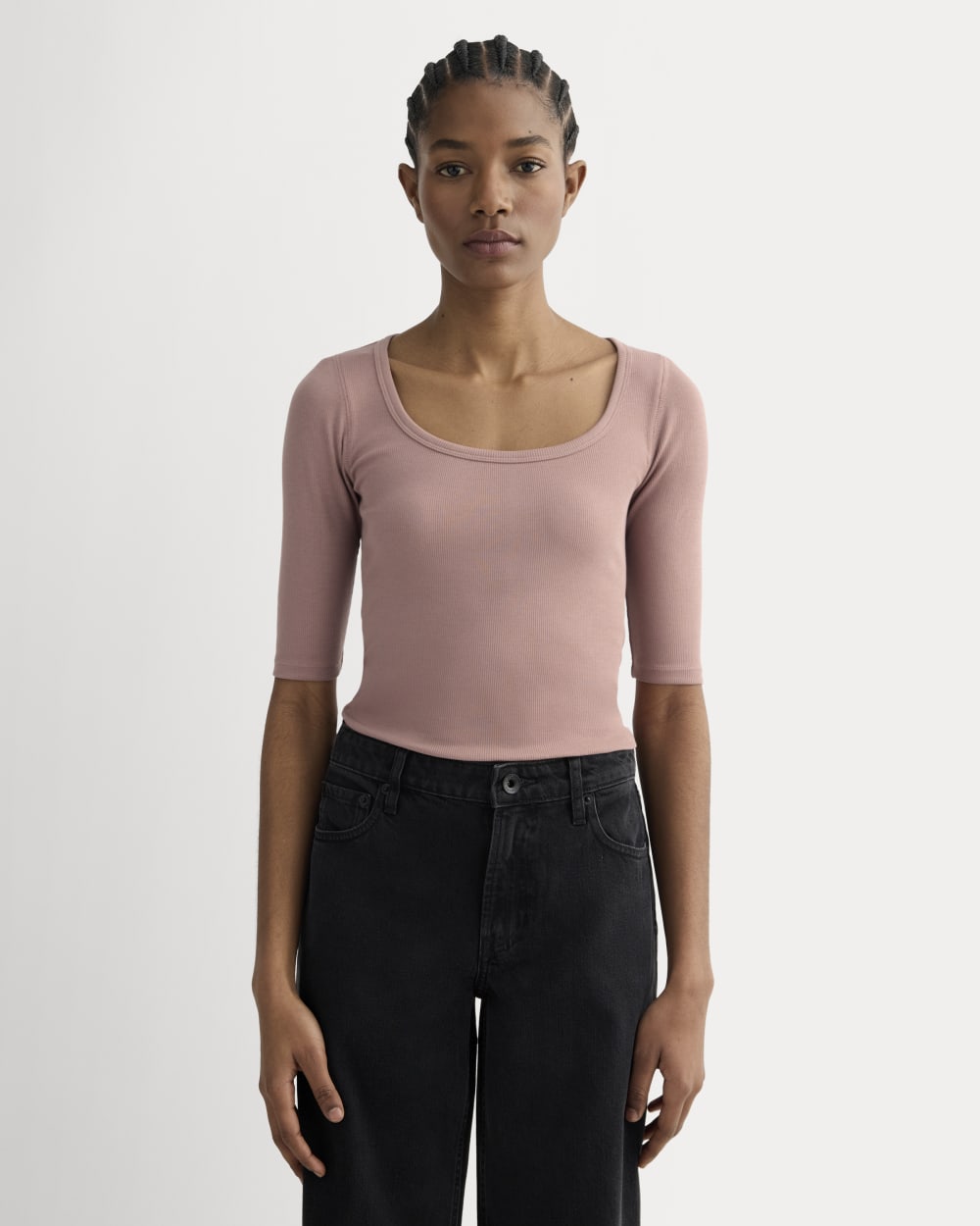 The Luxe Rib Scoop-Neck Tee | Rose Dusk – Everlane