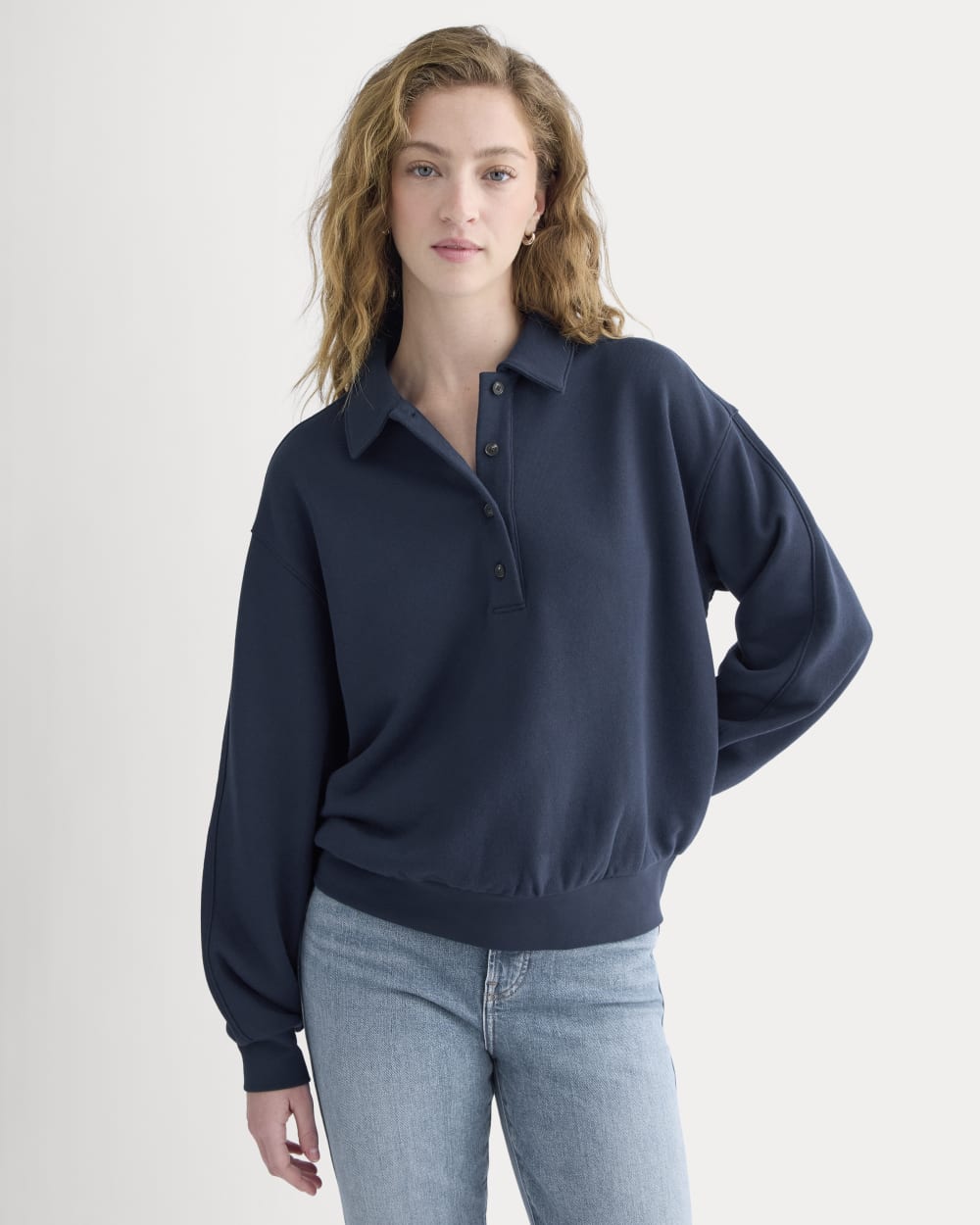 womens-lightweight-terry-polo-sweatshirt-navy | primary
