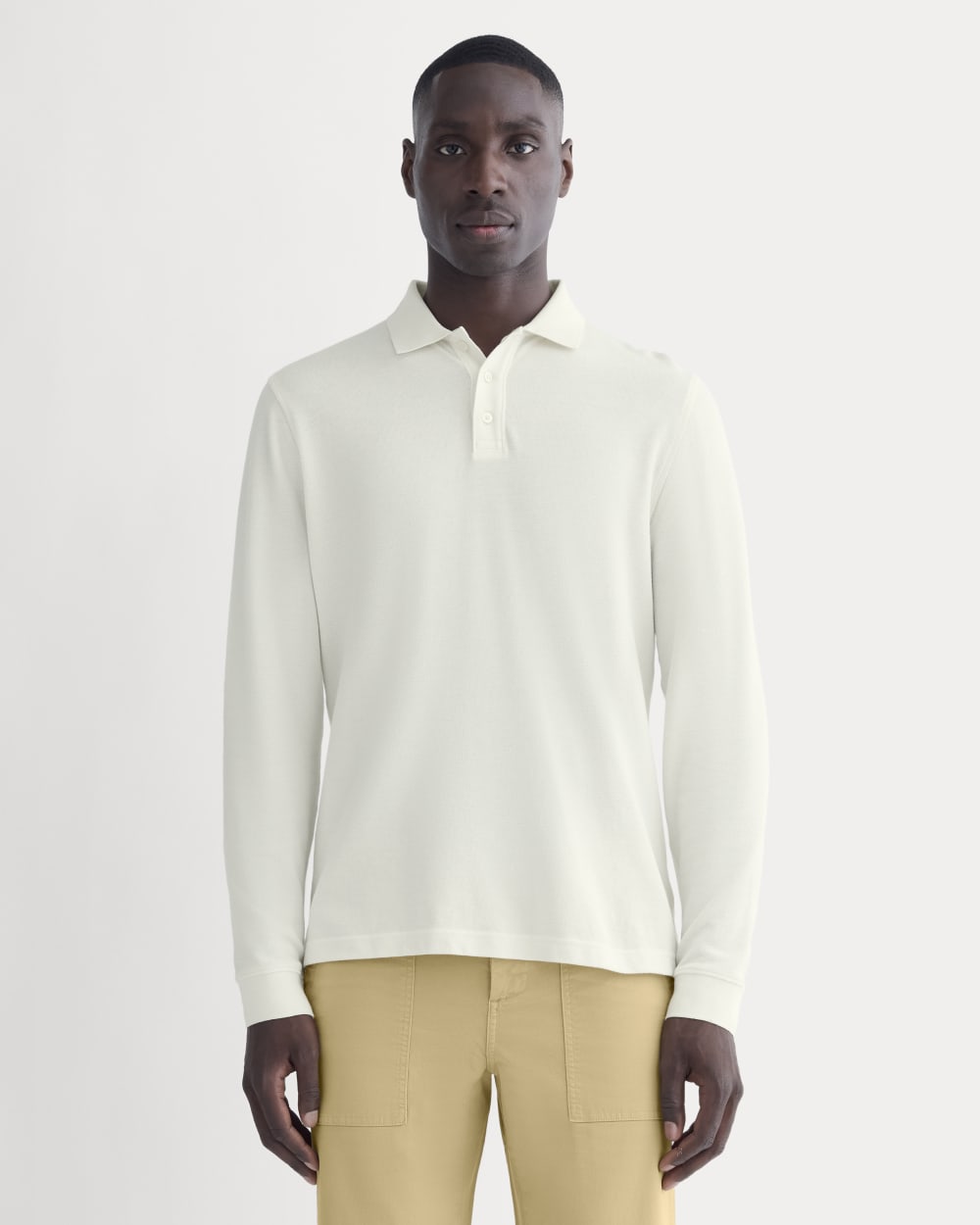The Long-Sleeve Pique Polo | Bone – Everlane