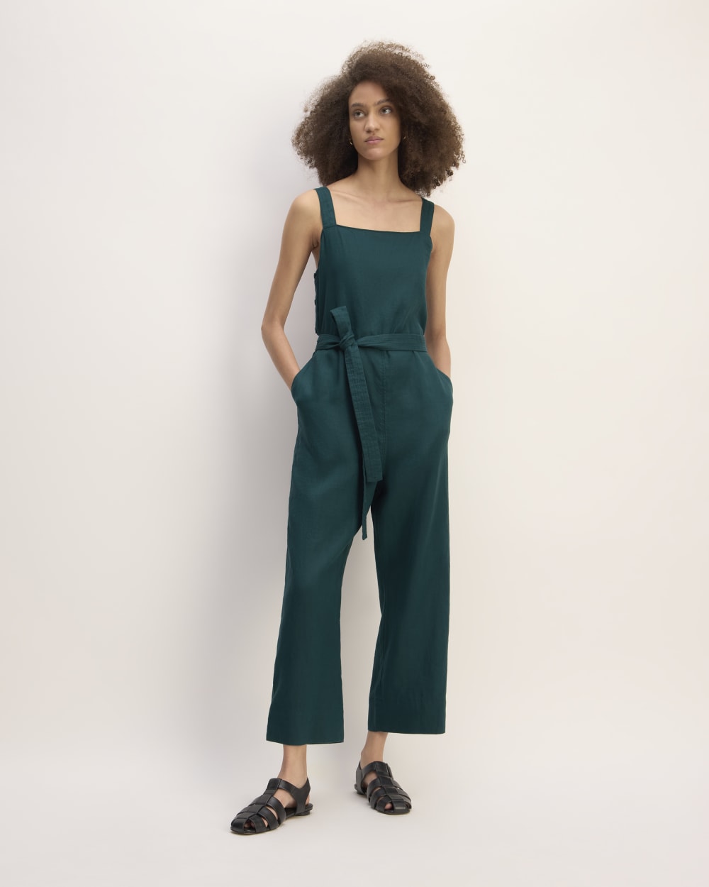 womens-linen-side-button-jumpsuit-dark-sea | primary