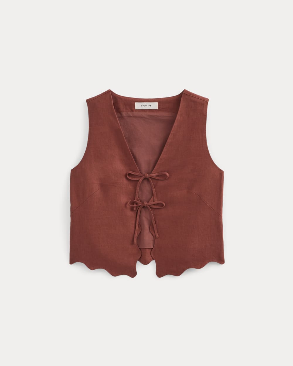 womens-tie-front-scallop-tank-in-linen-henna-red | alt