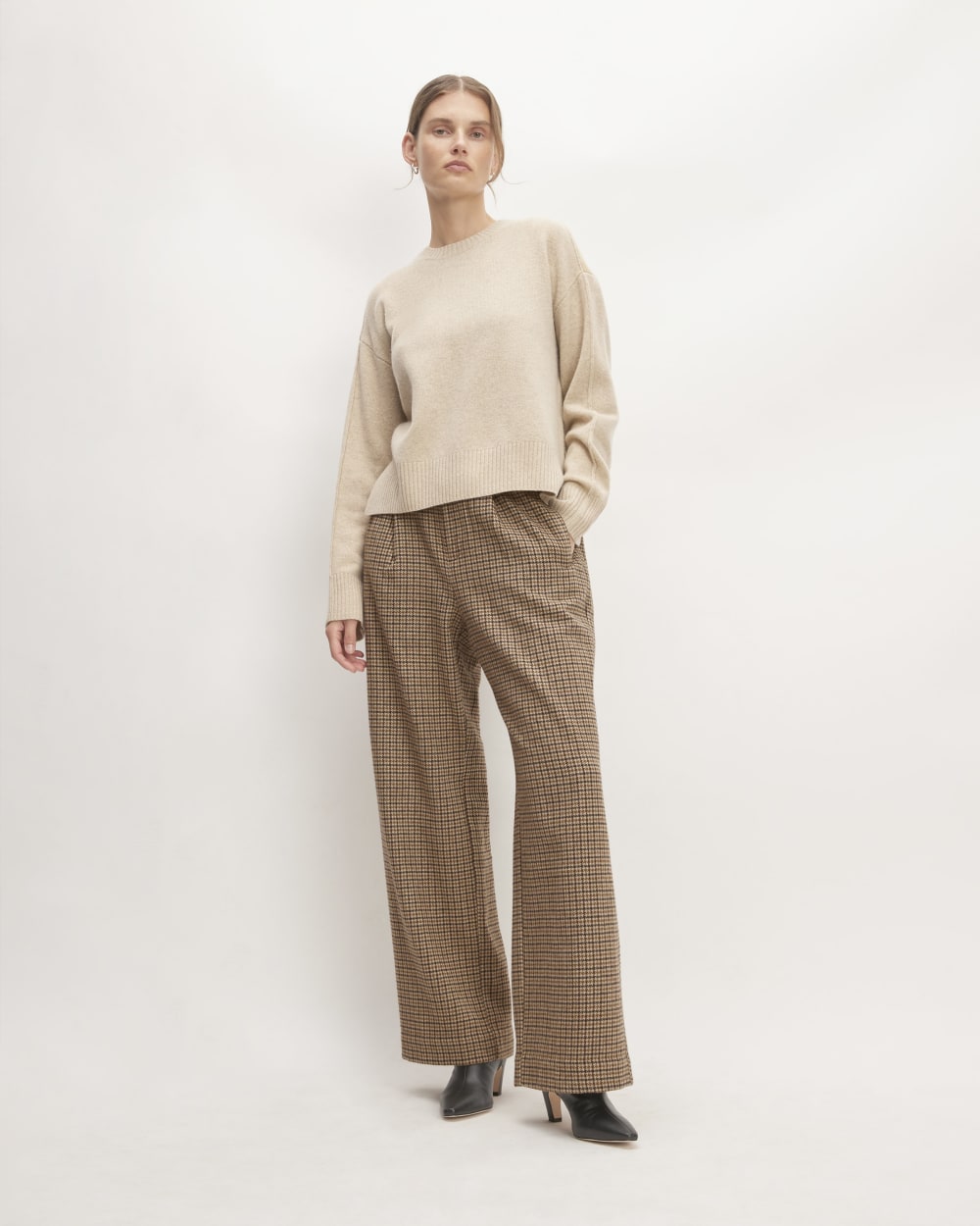 The ReWool® Way-High Drape Pant | Camel Houndstooth – Everlane