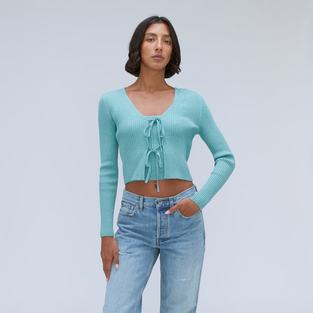 The Cotton-Merino Front-Tie Top | Deep Turquoise – Everlane