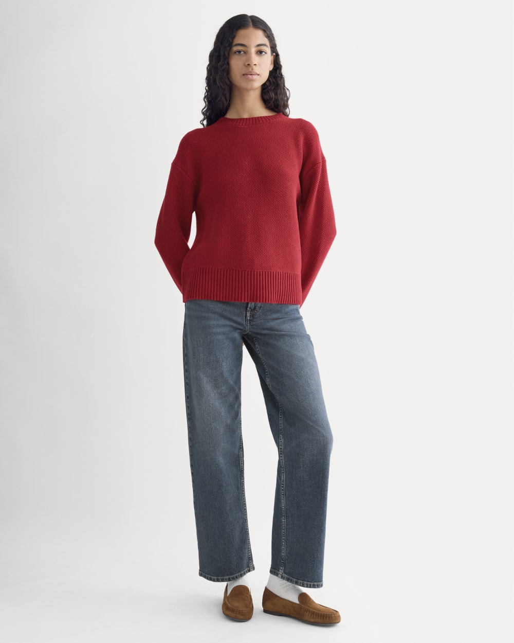 womens-cotton-honeycomb-square-crew-berry-red