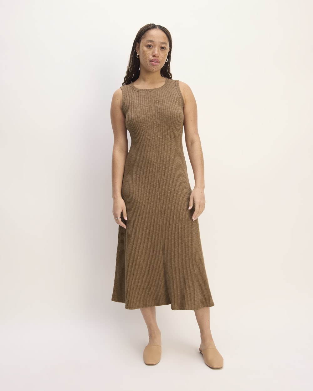 The Rib-Knit A-Line Tank Dress | Carob Brown Everlane The Rib-Knit A-Line Tank Dress | Carob Brown Everlane
