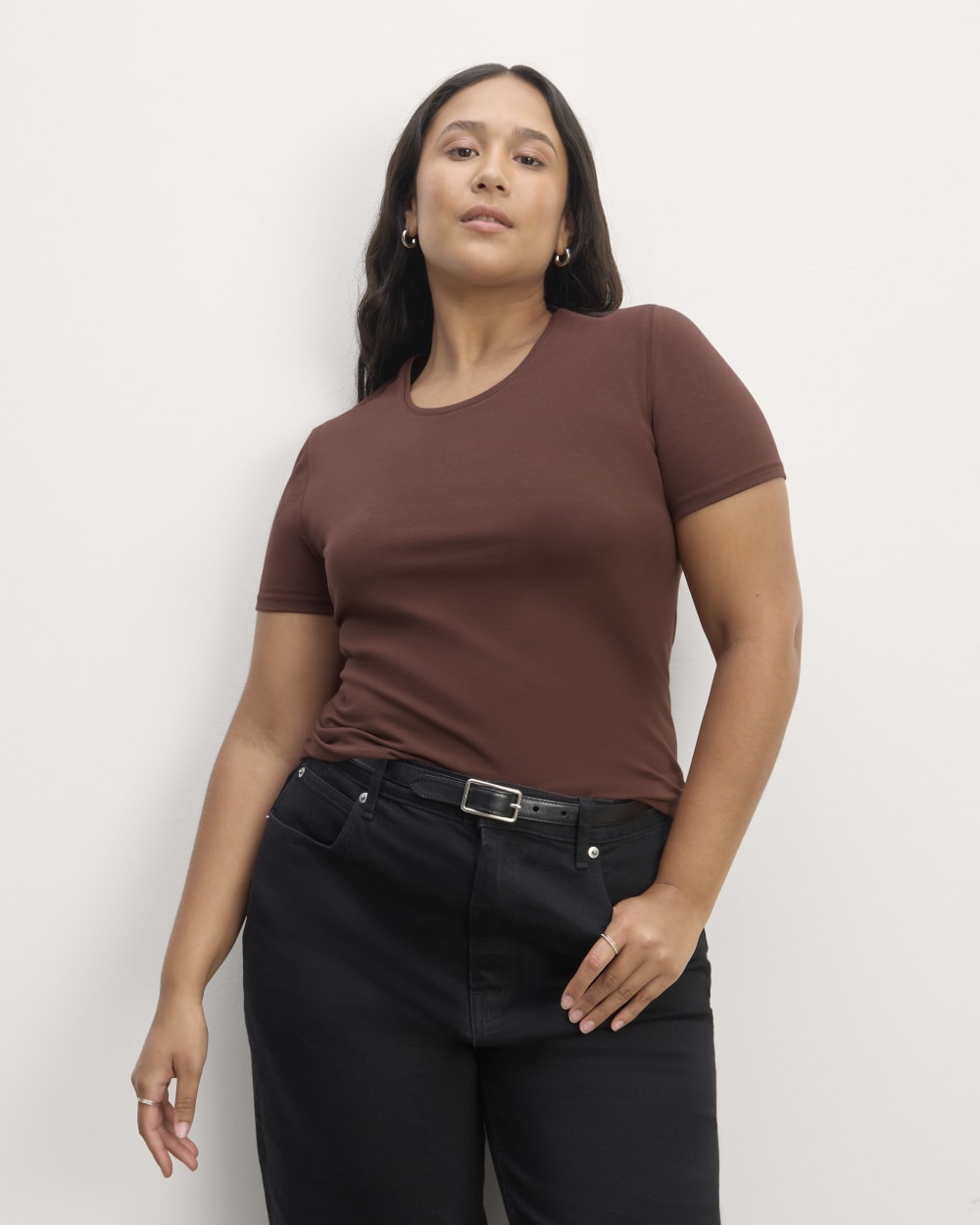 womens-supima-form-ss-crewneck-tee-dark-mahagony | primary