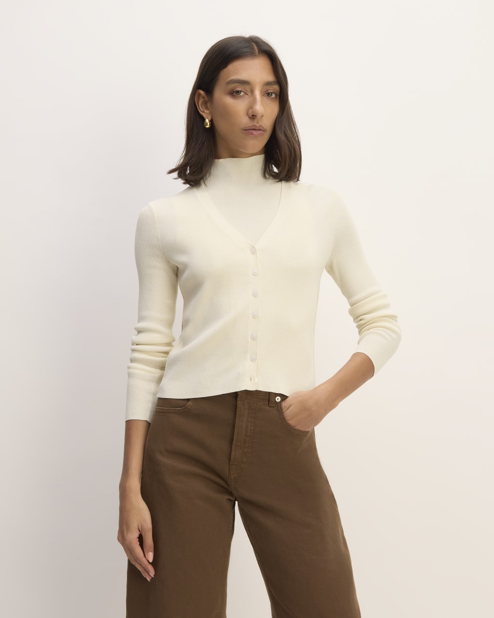 The Viscose Knit Cardigan Beige – Everlane