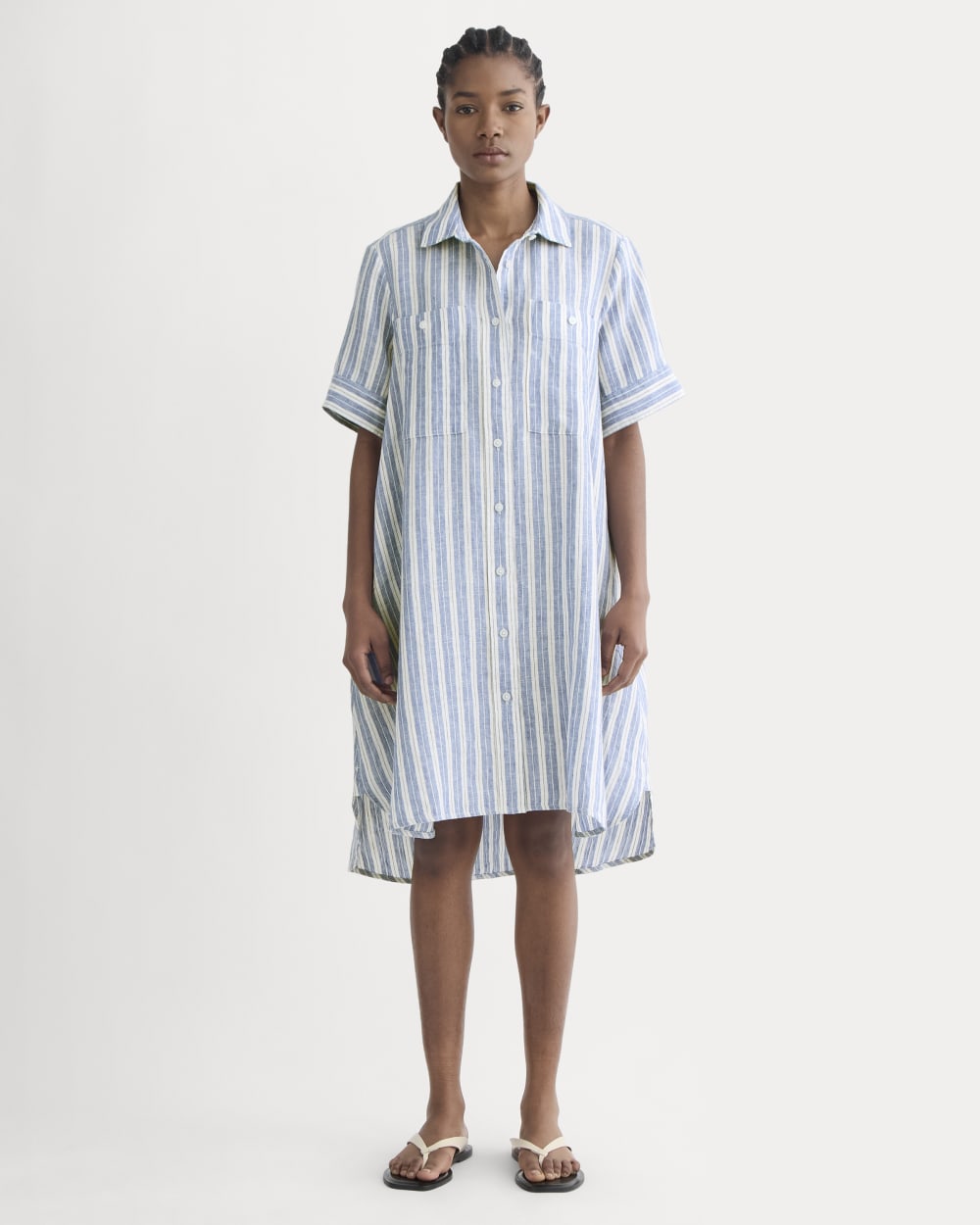 The Daytripper Dress in Linen | Soft Cobalt/Bone – Everlane