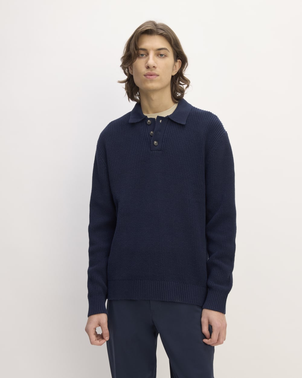 トップス ENEU polo rib knit The Cotton Chunky Rib Polo | Navy – Everlane