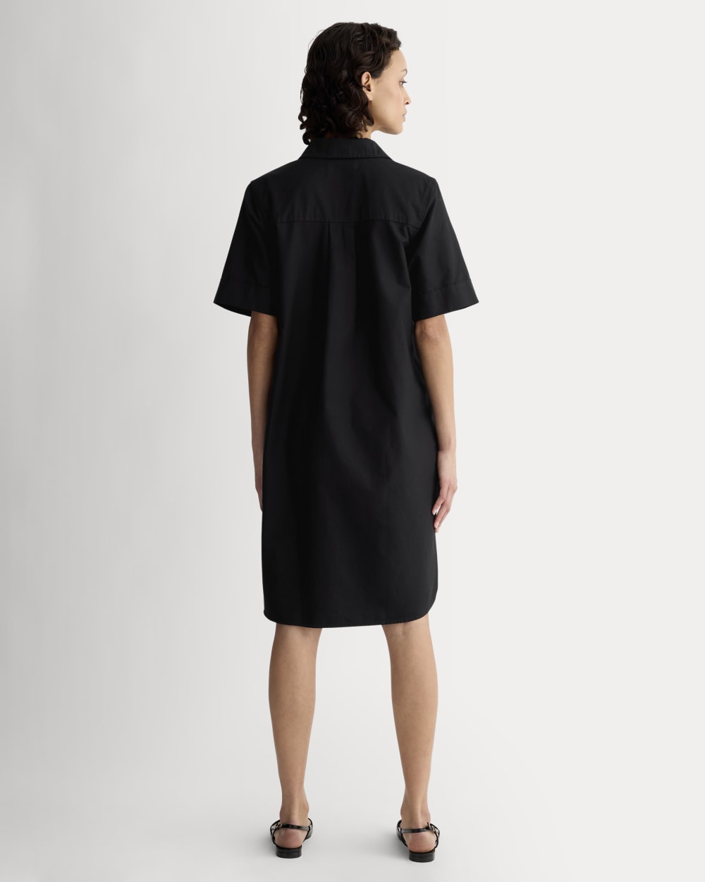 womens-oxford-short-sleeve-shirt-dress-black