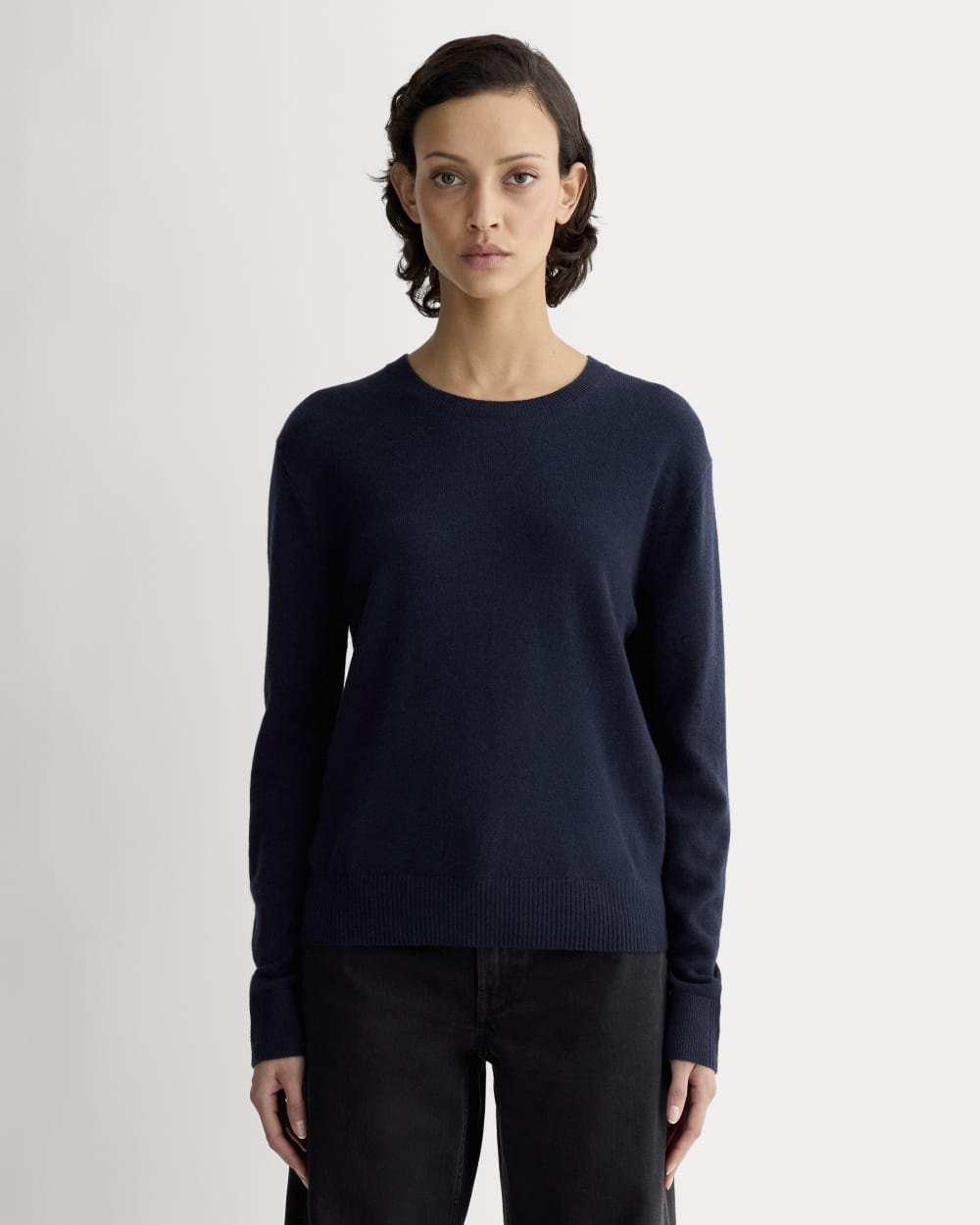 Navy Cashmere Ladies Navy Blue Crew Neck Jumper The Classic