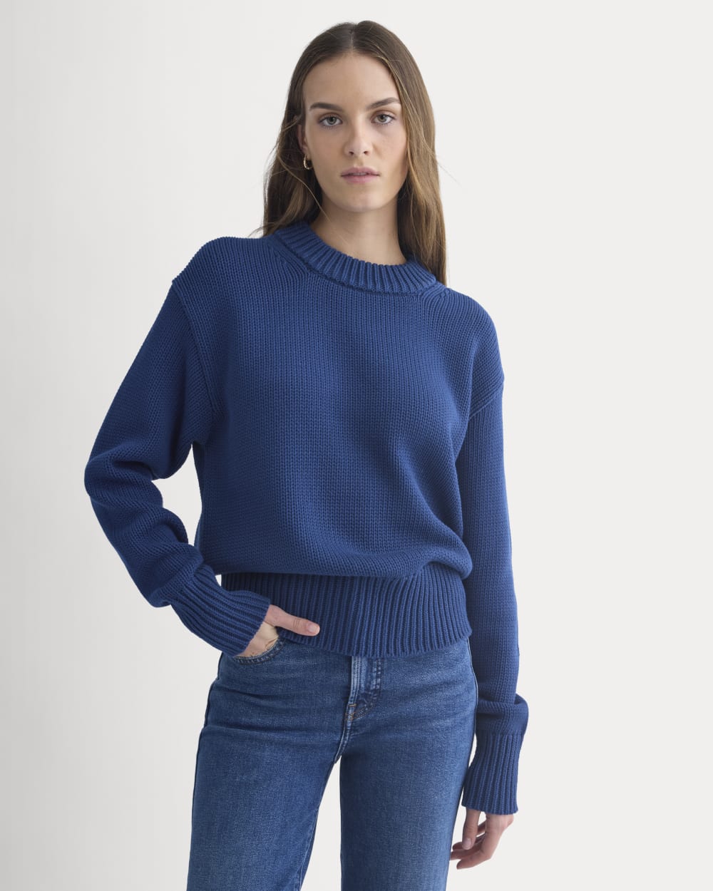 womens-oversized-cocoon-crew-cotton-estate-blue | primary