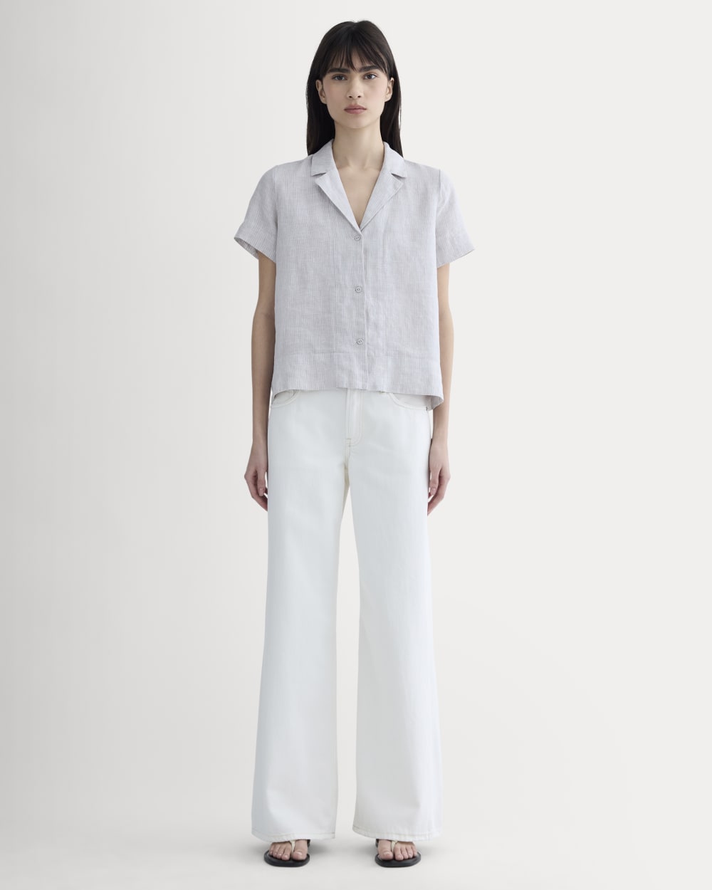 The Notch Shirt in Linen | Stone / White – Everlane