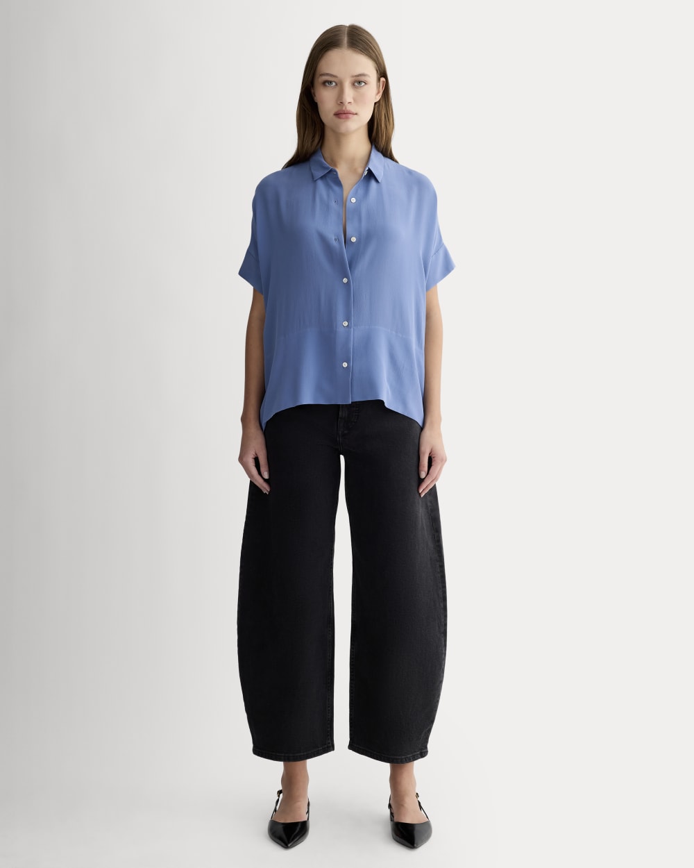 The Boxy Shirt in Washable Silk | French Blue – Everlane