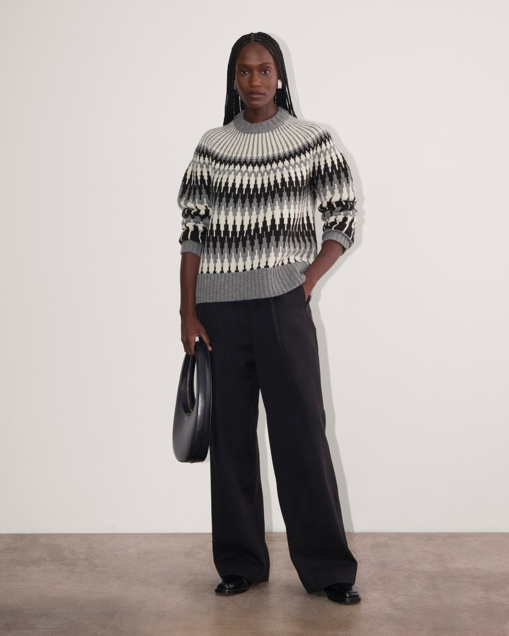 The Fair Isle Crew | Grey / Black Fair Isle – Everlane