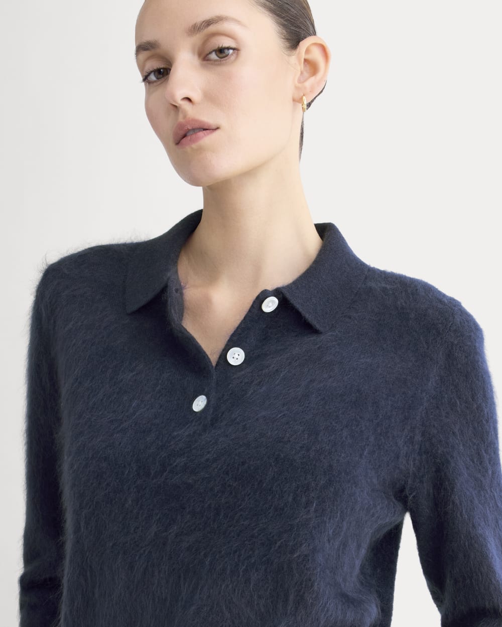 Lush Cashmere Cropped Polo Sweater | Starry Navy – Everlane
