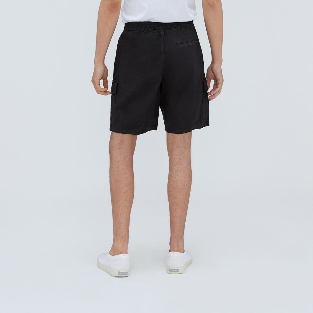 mens-cotton-linen-short-black
