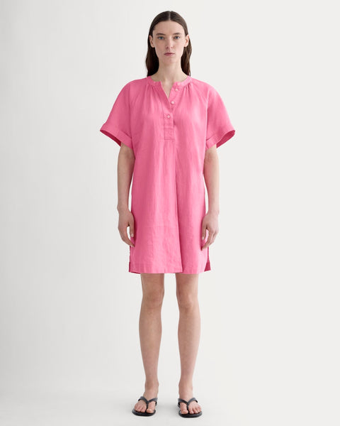 Everlane Popover Dress, Linen, Deep Pink, Size Xs