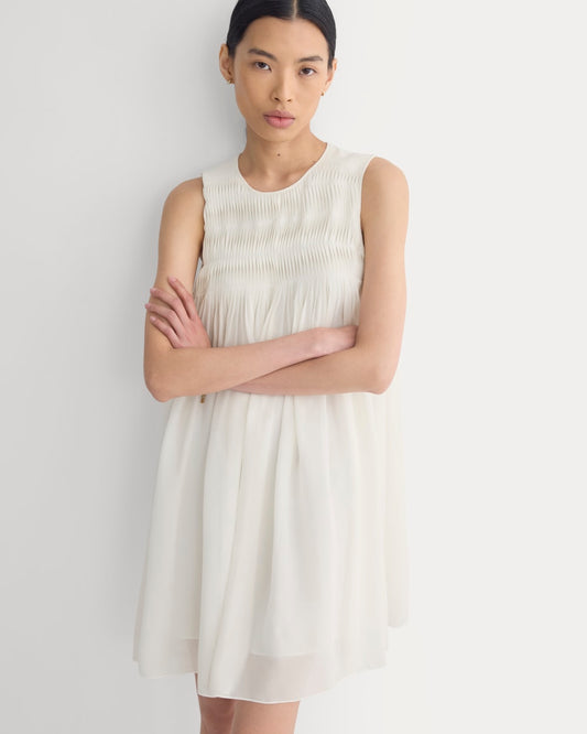 womens-twisted-pleated-mini-dress-silk-bone | primary