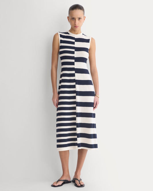 womens-striped-sweater-midi-dress-bone-true-navy-duo-stripe | primary