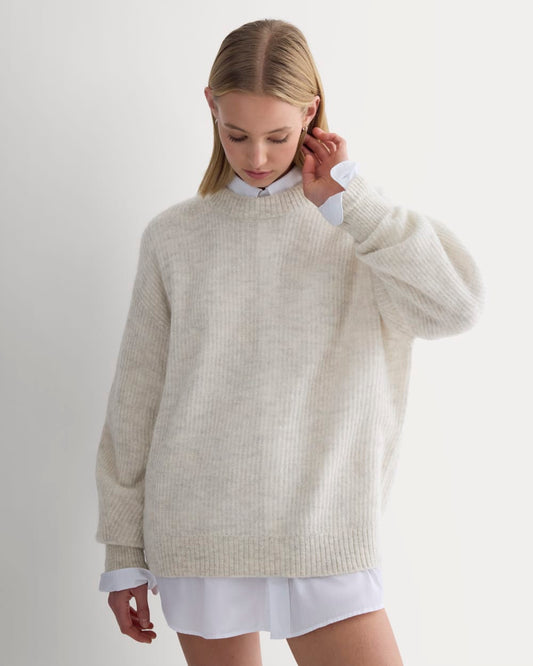 womens-alpaca-ribbed-cocoon-crew-almond | primary