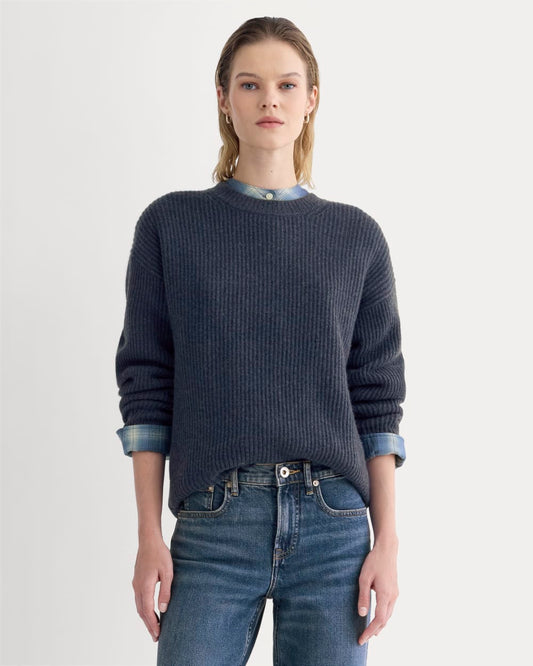 womens-wool-cashmere-cocoon-crew-sweater-indigo | primary
