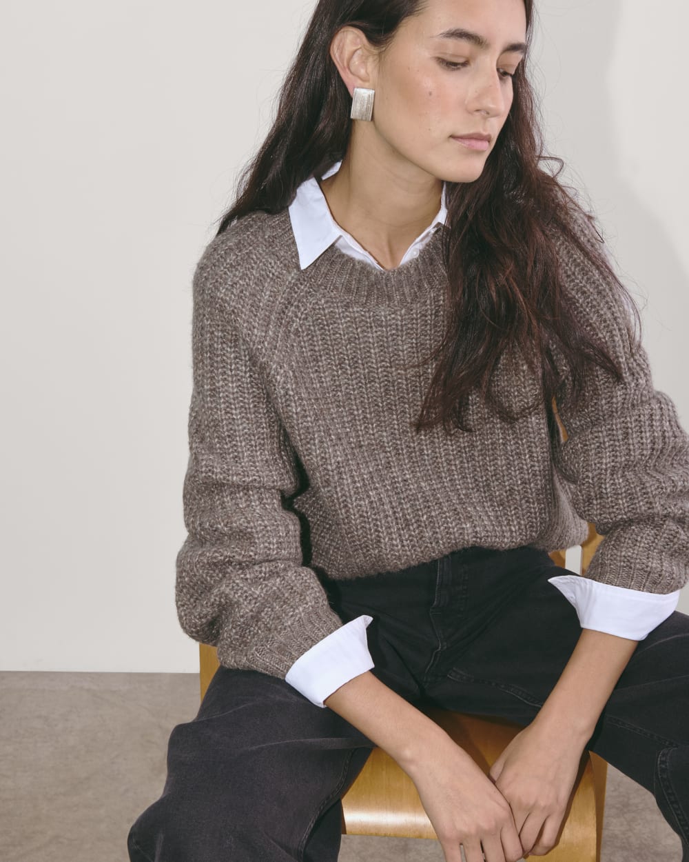 TAUPE トープ Melange Yarn H/S Crew Knit 02 TAUPE トープ Melange Yarn H/S Crew Knit 02
