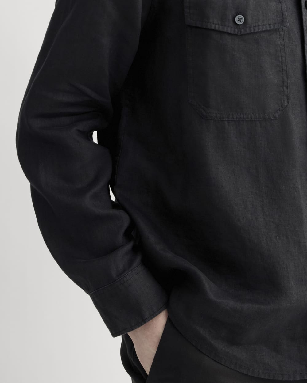 The Linen Utility Shirt | Black – Everlane