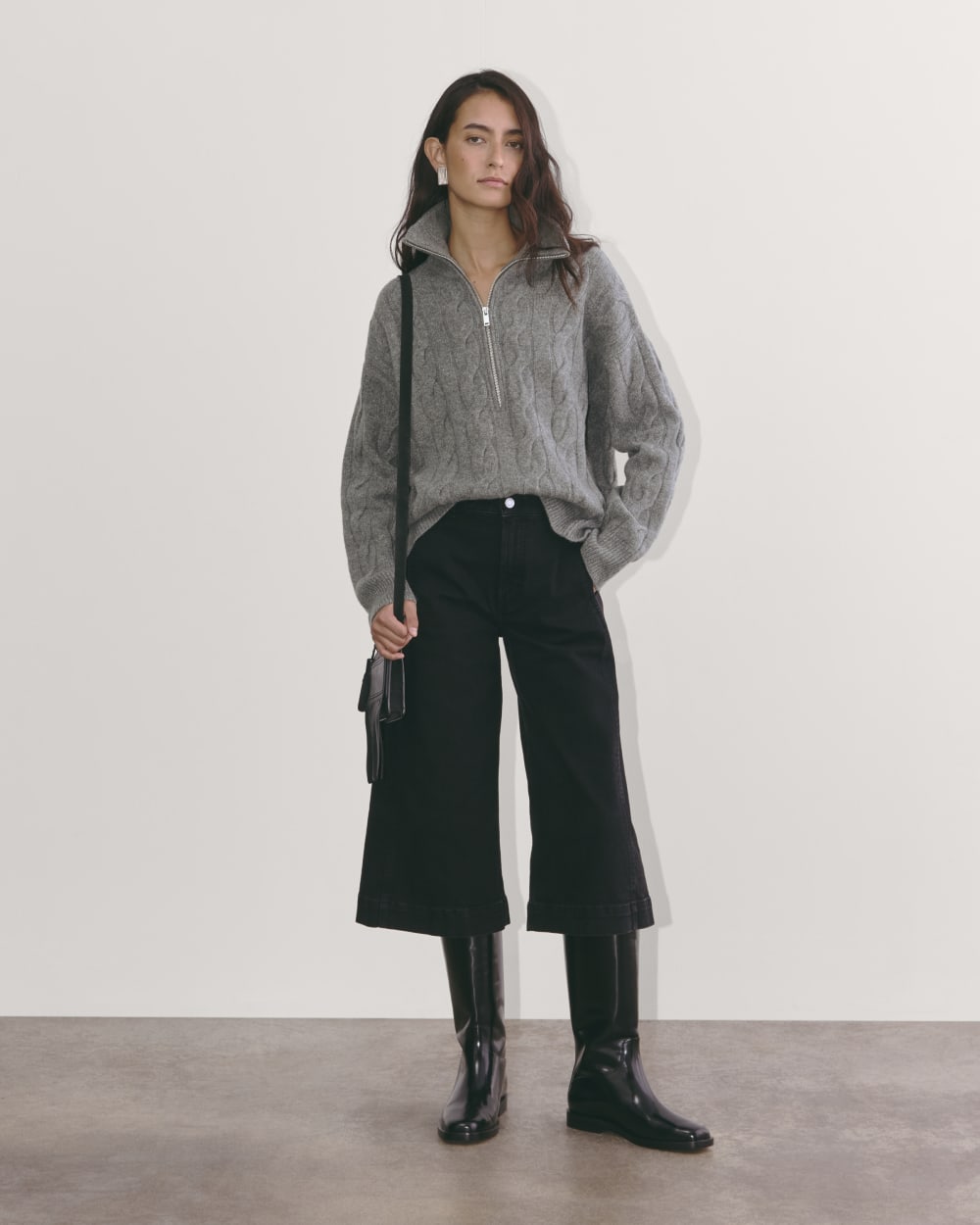The Cable Half-Zip in Luxe Merino | Heathered Mid-Grey – Everlane