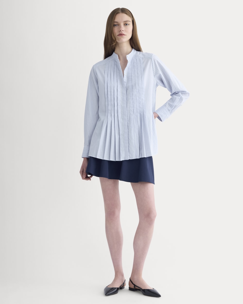 womens-pleated-shirt-in-silky-cotton-forever-blue-optic-white