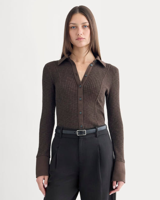 womens-cozy-rib-button-up-coffee-bean | primary