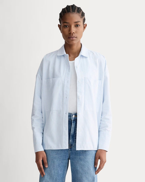 The Boxy Oxford | White / Blue – Everlane