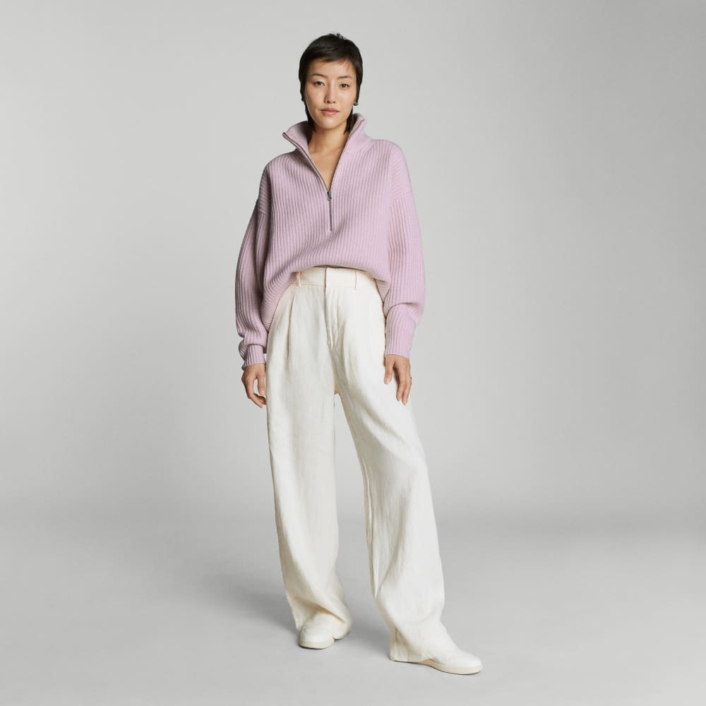 womens-felted-merino-halfzip-sweater-light-lilac
