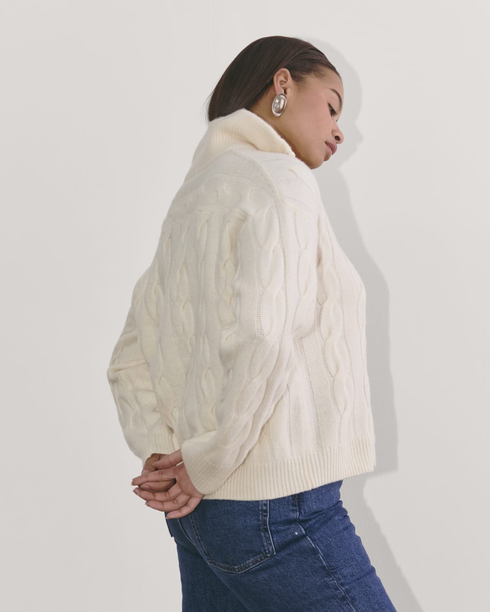 The Cable Half-Zip in Luxe Merino | Bone – Everlane