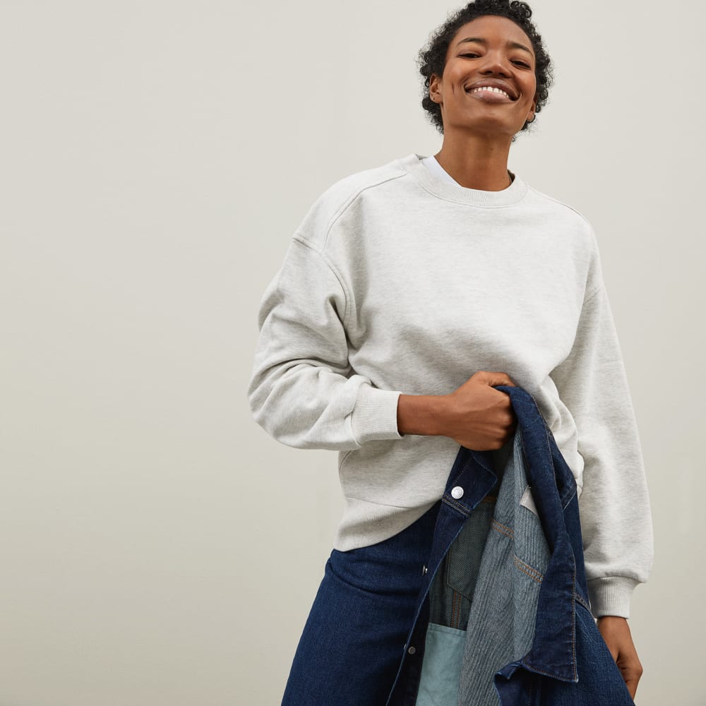 The Track Oversized Crew | Light Heather Grey – Everlane