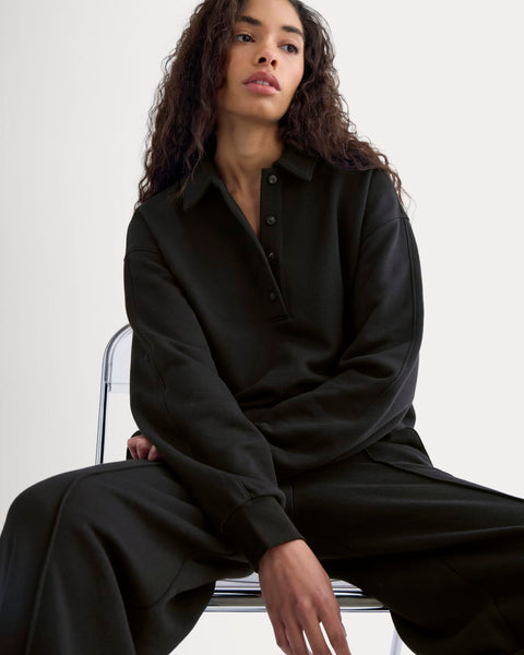 Lightweight Terry Polo Sweatshirt | Black – Everlane