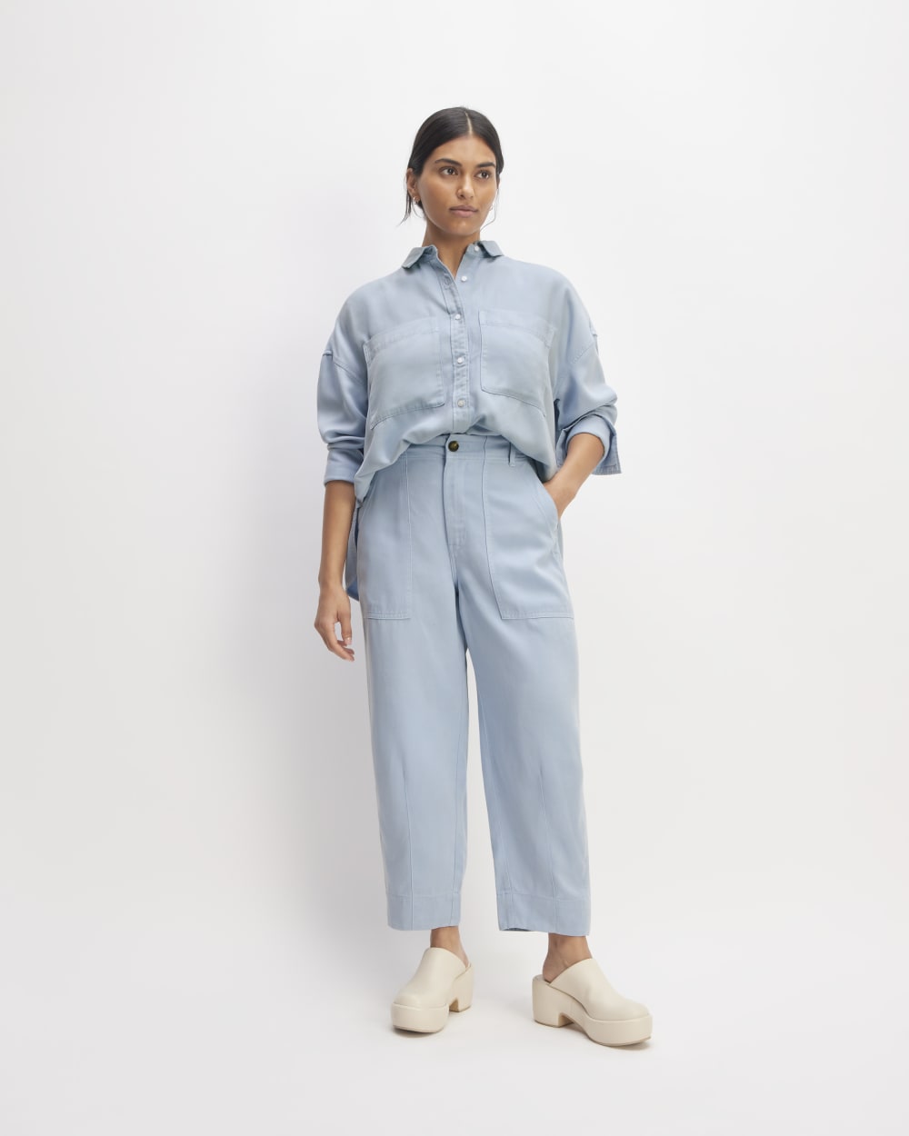 The Boxy Overshirt in Buttersoft | Chambray Blue – Everlane