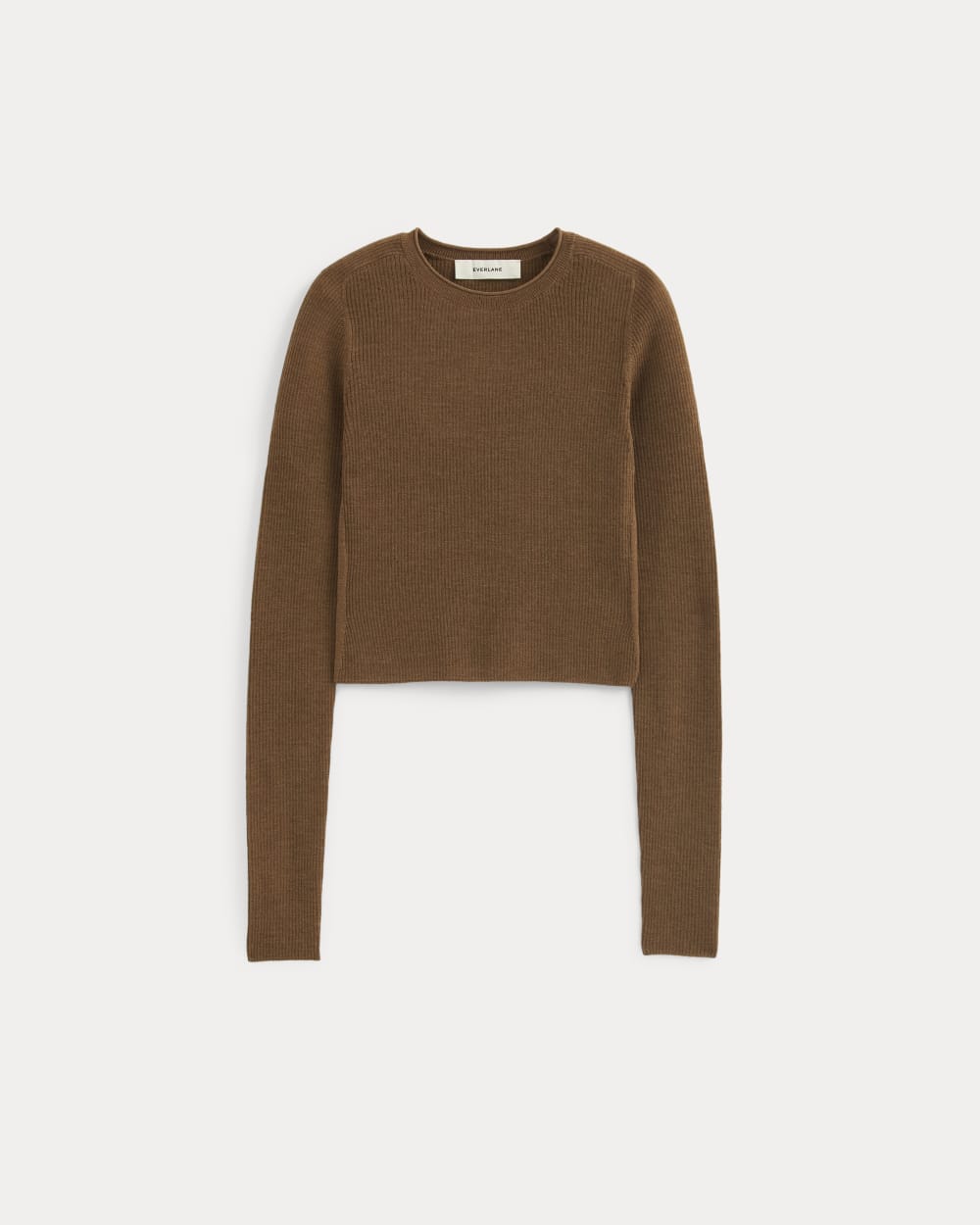 The Cropped Crew Top in Ultrafine Merino | Heathered Toffee – Everlane