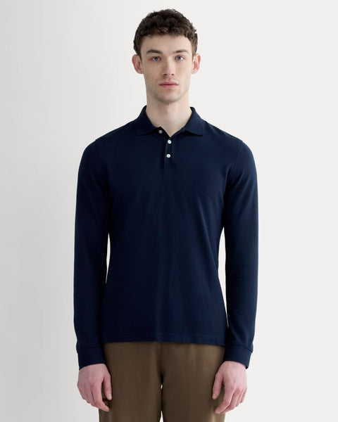 The Long-Sleeve Pique Polo | Deep Navy – Everlane