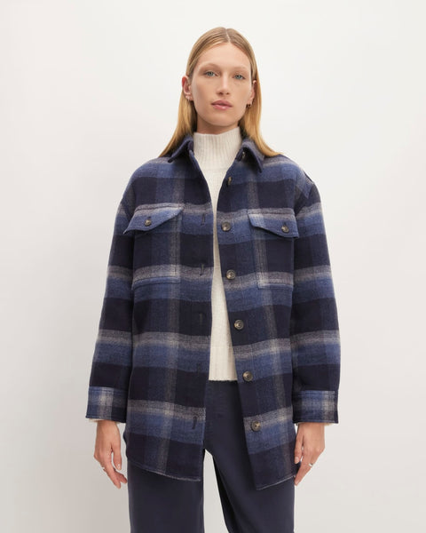 Kero　IRENE Shadow Plaid Jacket Nº21 Oversized Wool Jacket in Black Magenta Plaid Print with