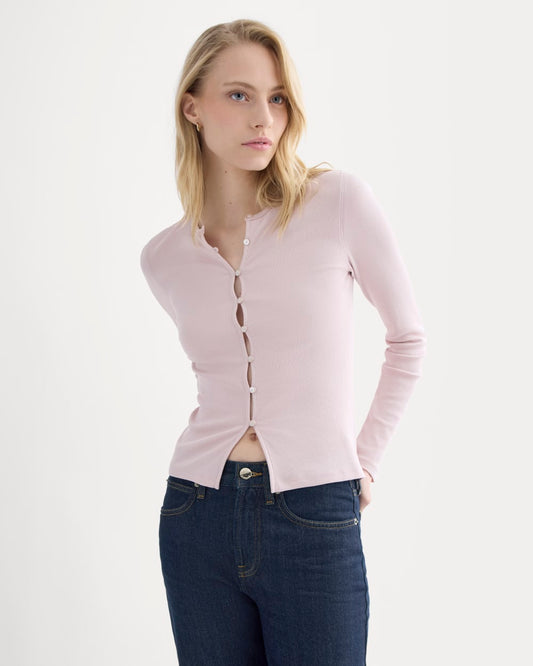 womens-luxe-rib-button-up-top-burnished-lilac | primary