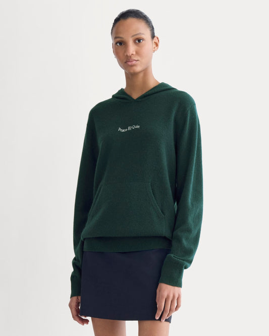 womens-peace-and-quiet-cashmere-hoodie-pine | primary