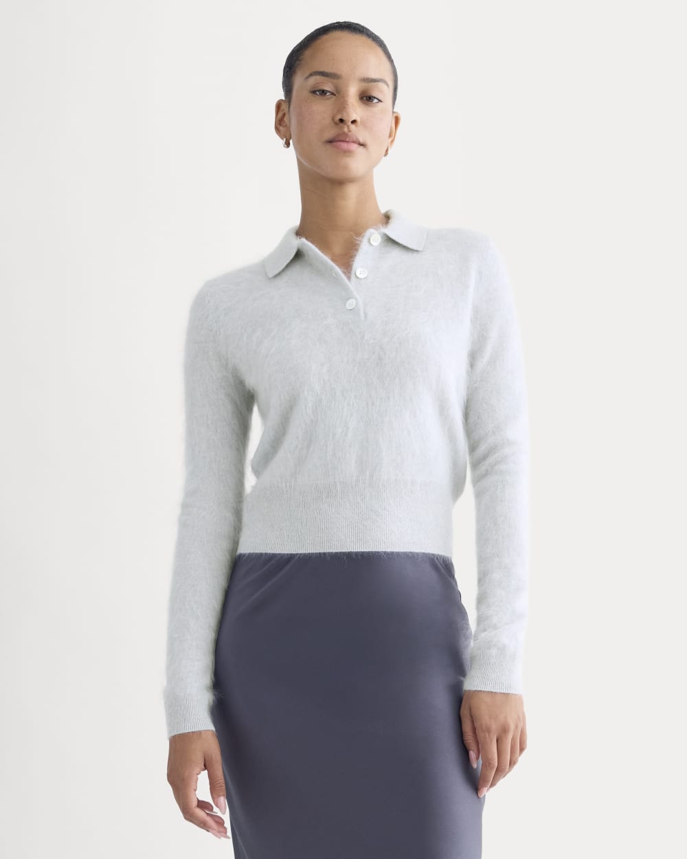 Lush Cashmere Cropped Polo Sweater