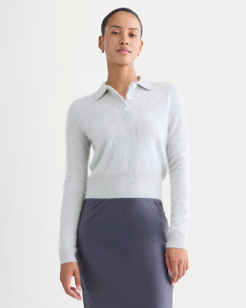 Lush Cashmere Cropped Polo Sweater | Sanderling Gray – Everlane