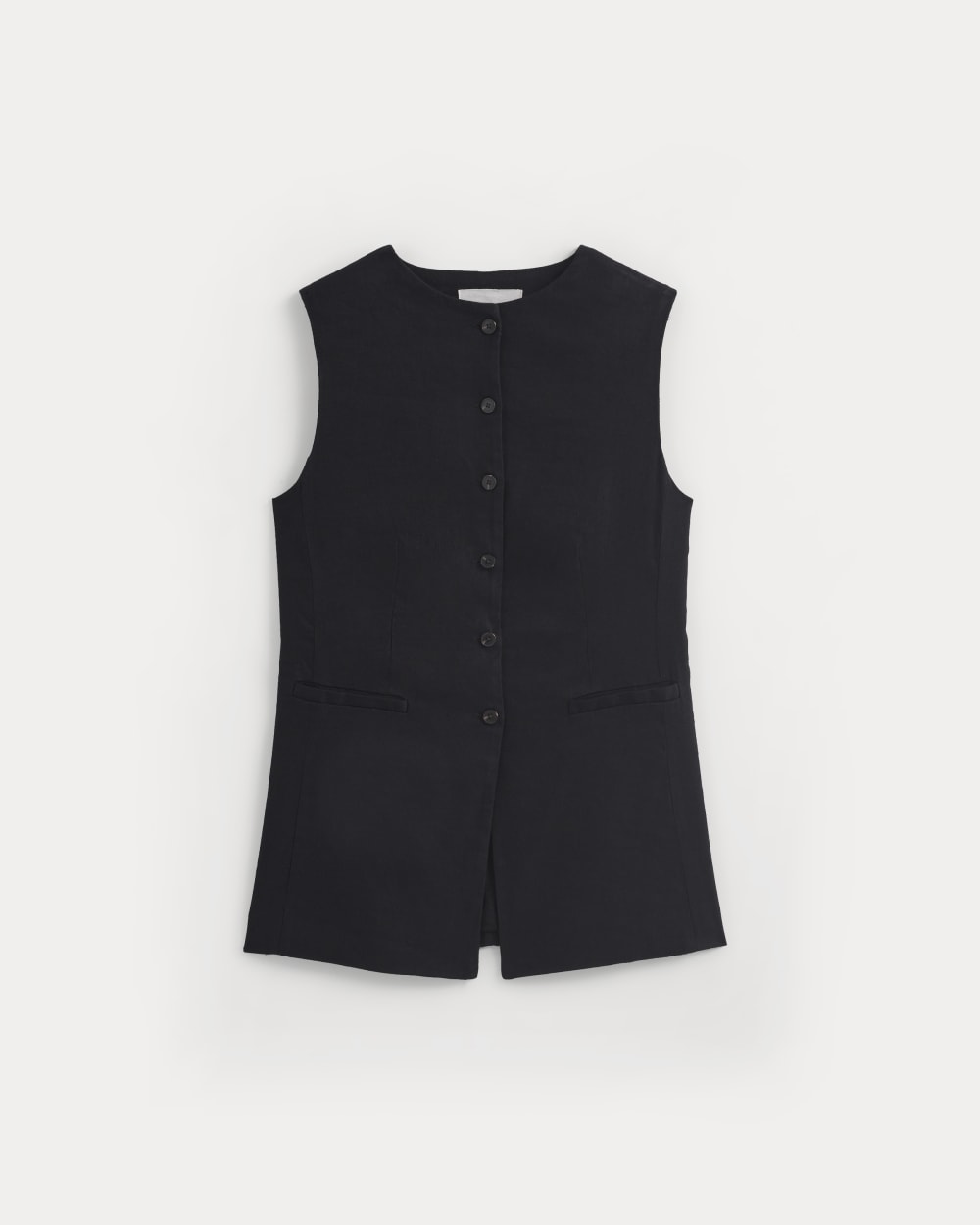 womens-long-vest-in-stretch-linen-black | alt