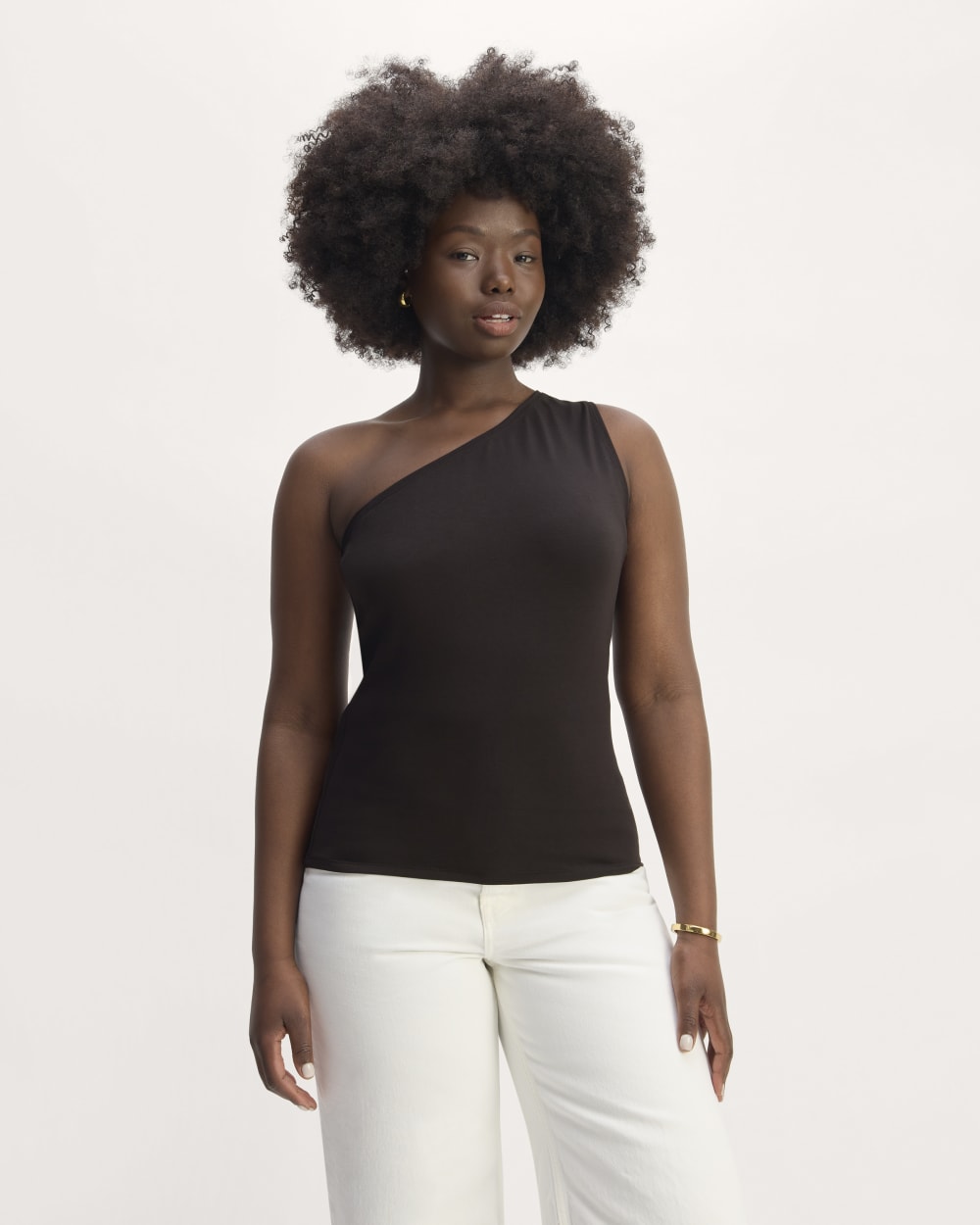 The Form One-Shoulder Tank | Black – Everlane
