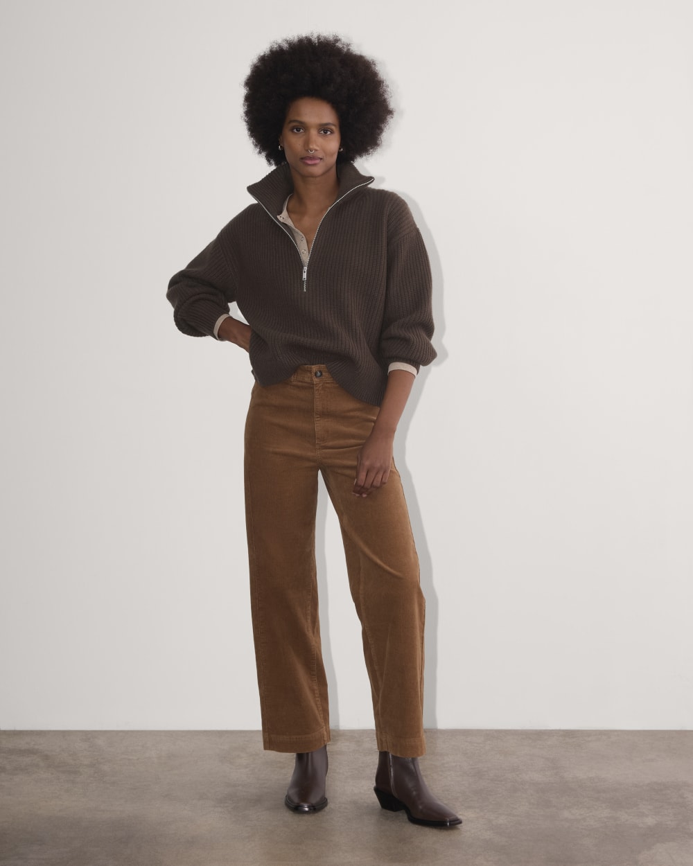 The Half-Zip Sweater in Luxe Merino | Earth Brown – Everlane